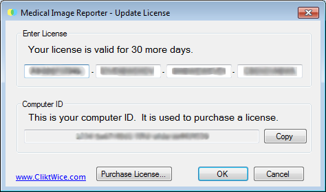 License Screen
